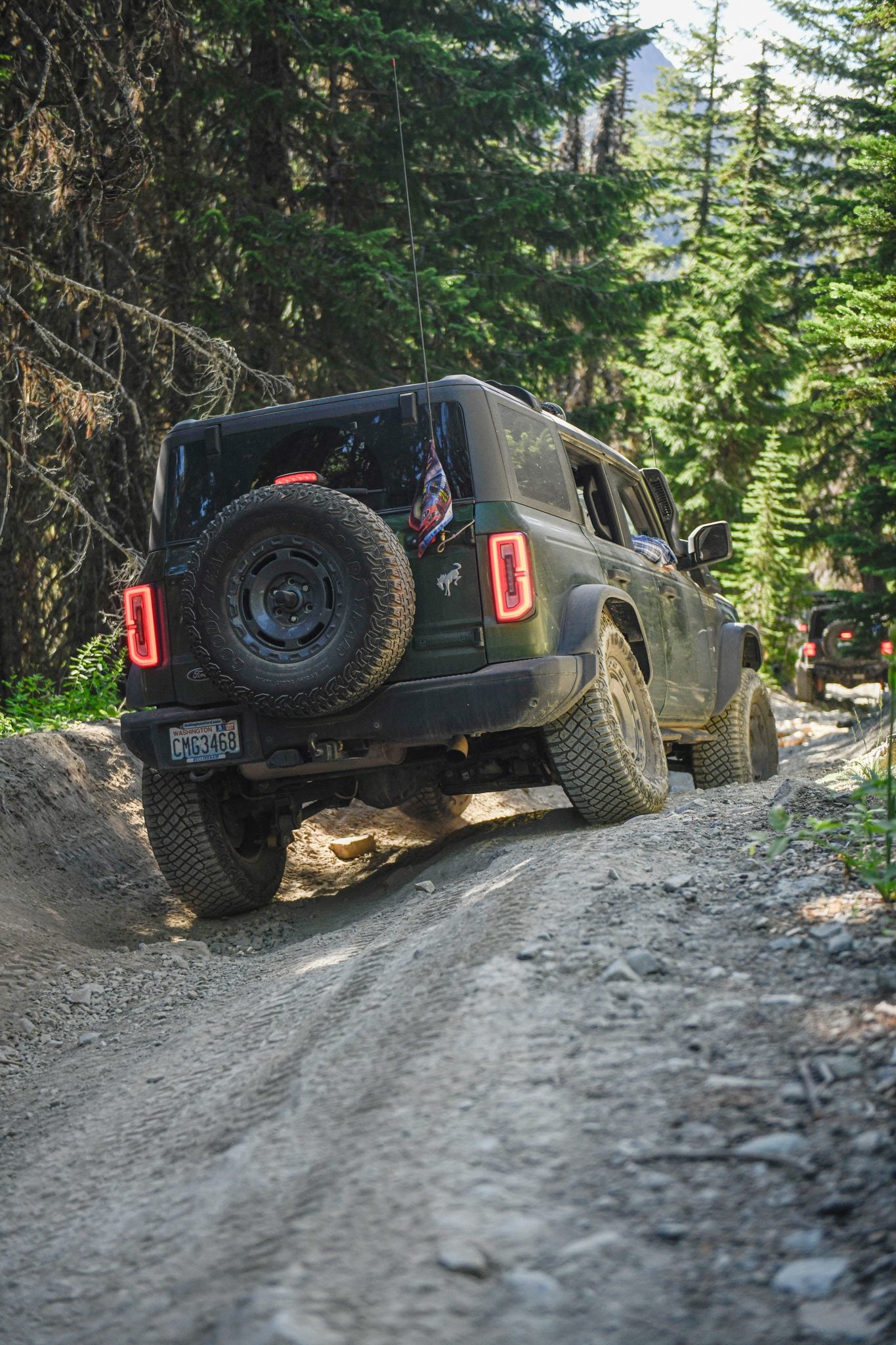 The Bronco climbing a loose, rocky pitch